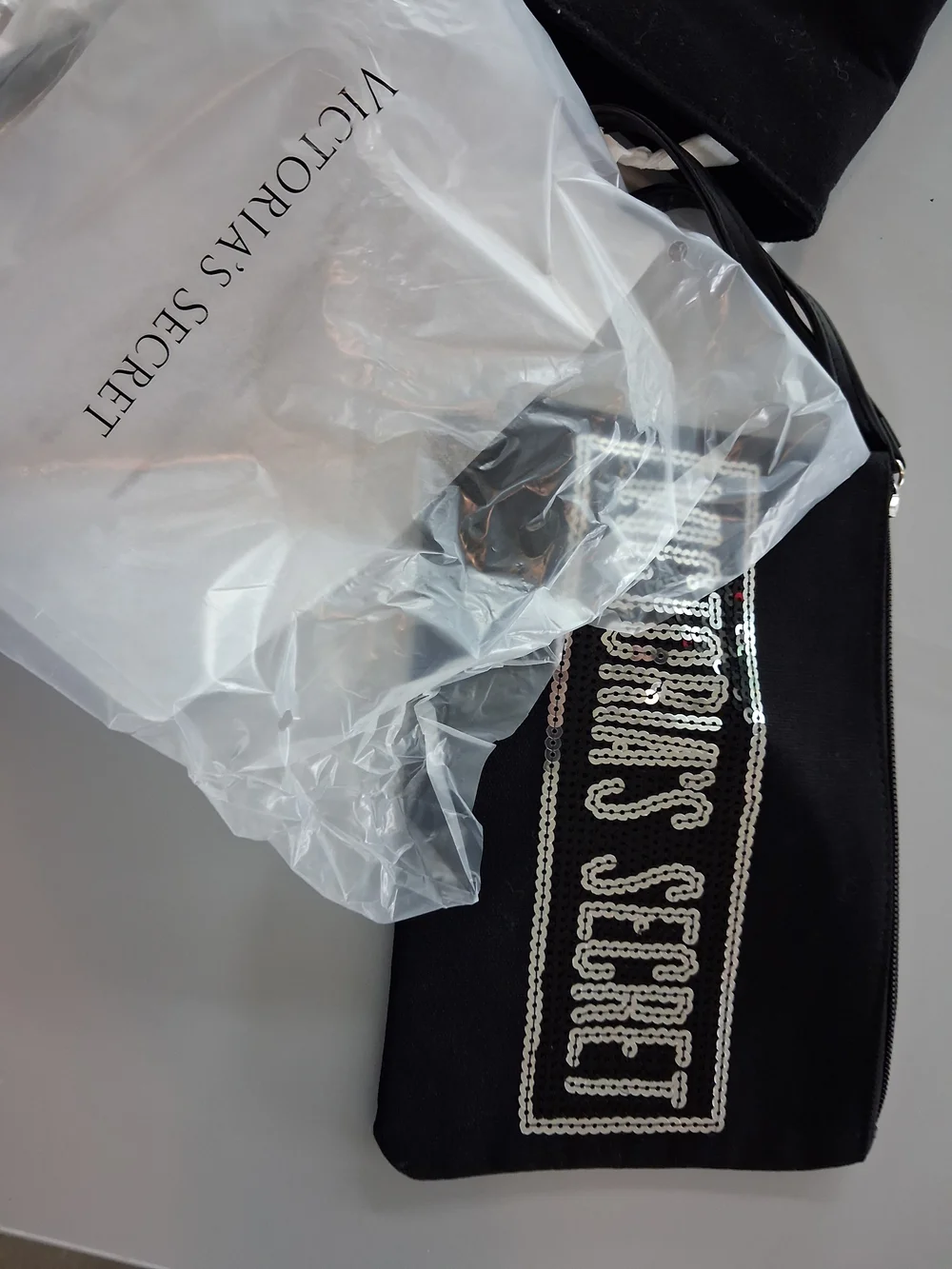 NWT Rare Limited Edition Victoria's Secret Black and Silver Sequin Stripe Tote
